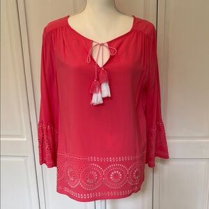Crown & Ivy Tunic with Bell Sleeves and Tie Front